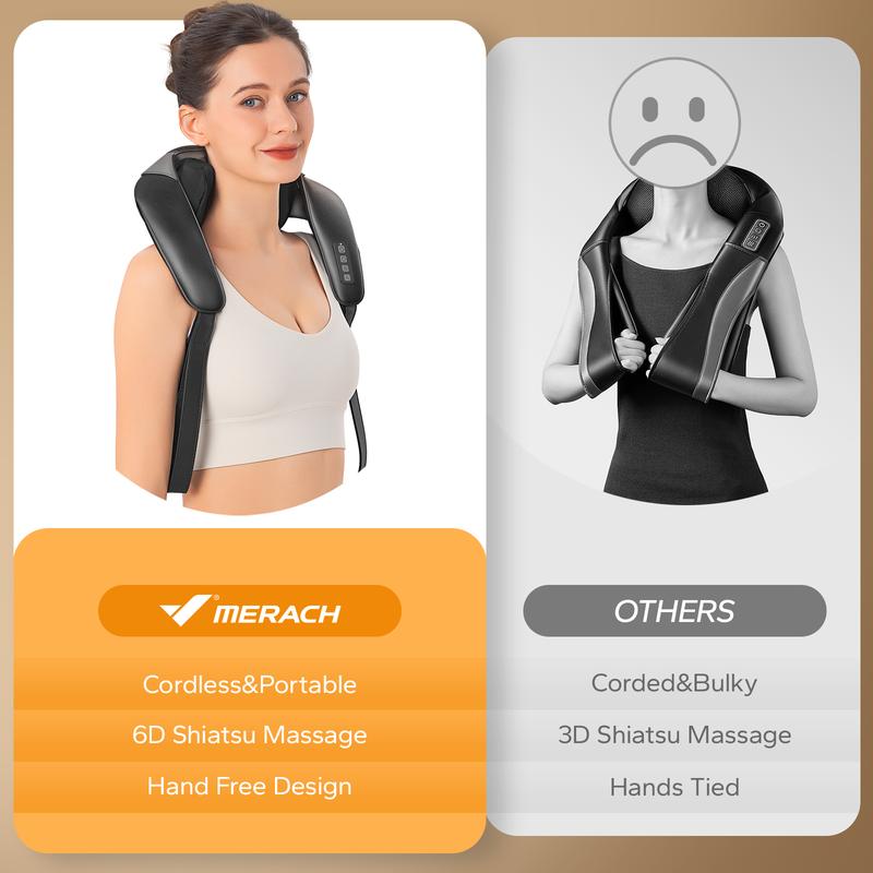 Cordless Neck & Shoulder Massager with Heat – Pain & Stress Relief