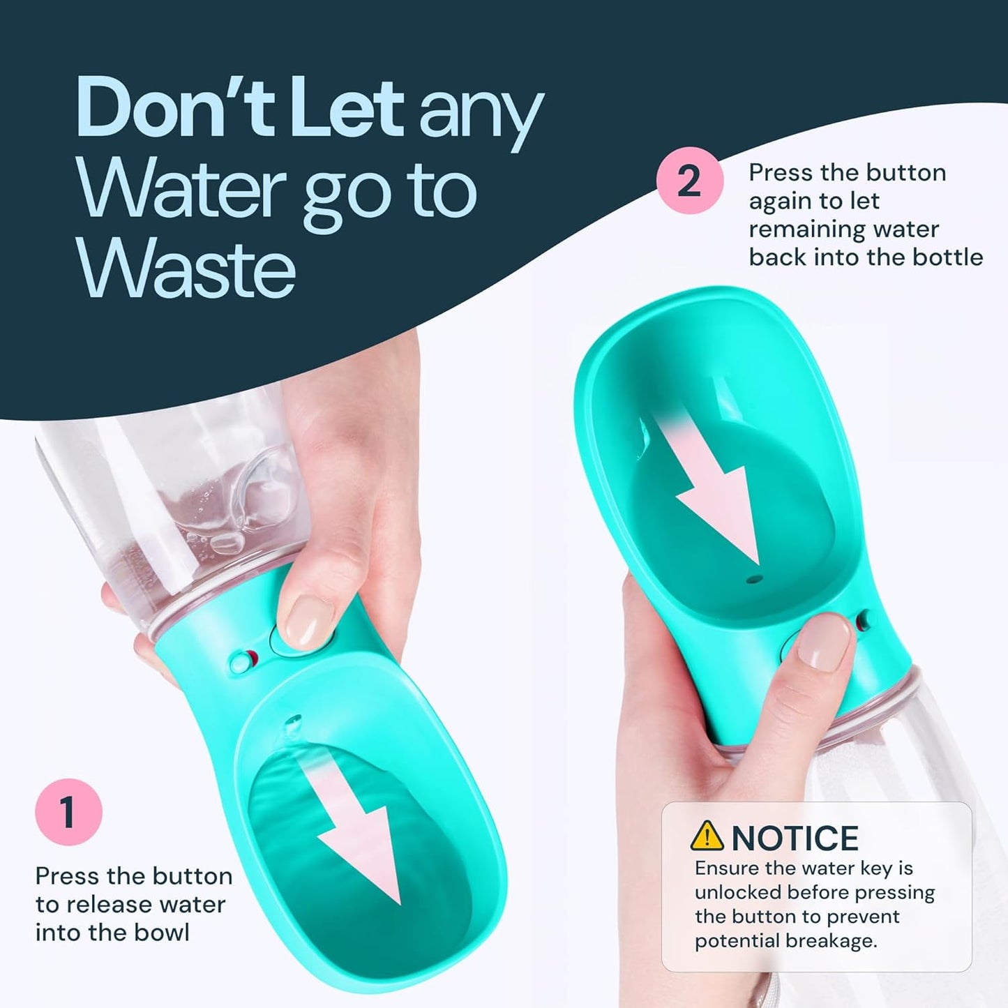 Leak-Proof Portable Dog Water Bottle (19oz / 550 ml) – One-Hand Flow, BPA-Free