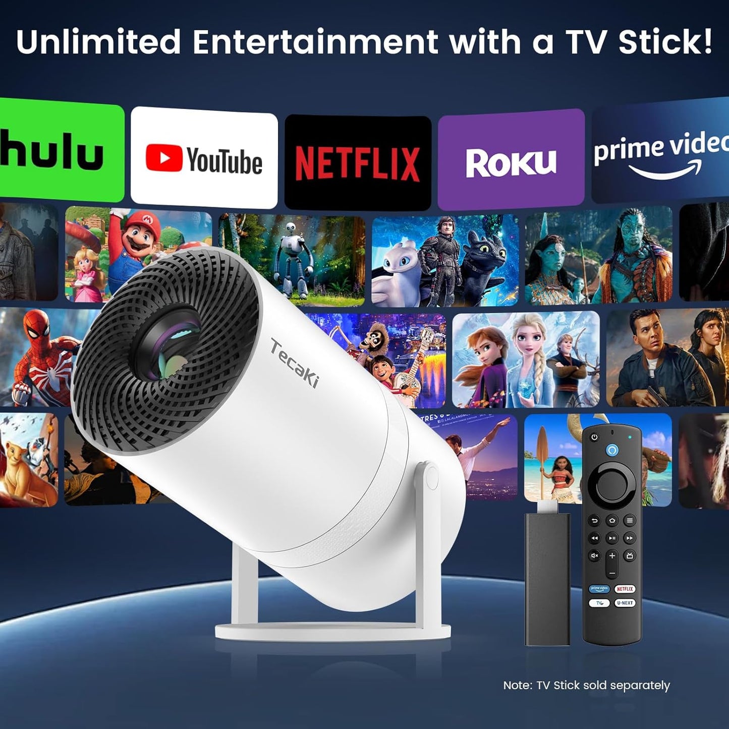 Portable Mini Projector 1080p (Wi-Fi/BT)