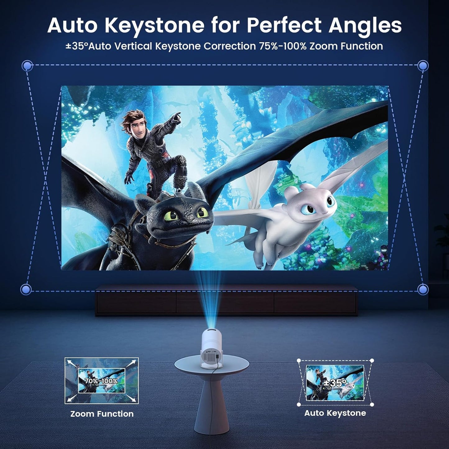 Portable Mini Projector 1080p (Wi-Fi/BT)