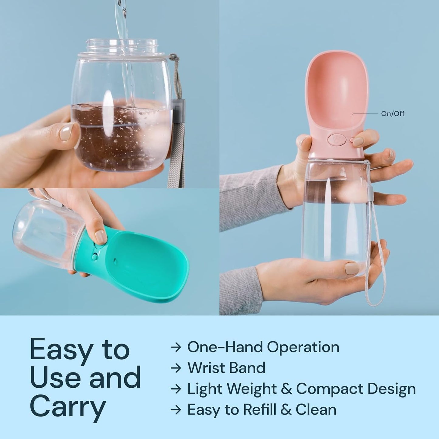 Leak-Proof Portable Dog Water Bottle (19oz / 550 ml) – One-Hand Flow, BPA-Free
