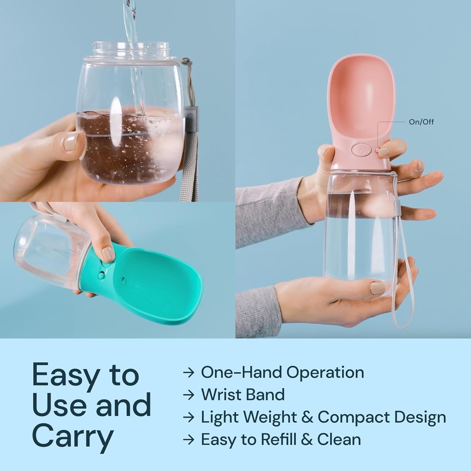 Leak-Proof Portable Dog Water Bottle (19oz / 550 ml) – One-Hand Flow, BPA-Free